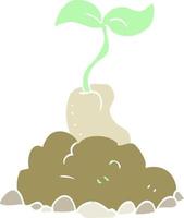 piatto colore illustrazione di un' cartone animato germinazione seme vettore