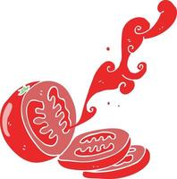 piatto colore illustrazione di un' cartone animato affettato pomodoro vettore