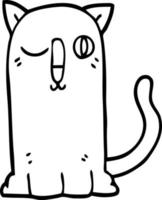 gatto divertente del fumetto di disegno a tratteggio vettore