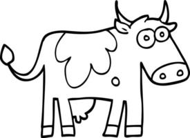 linea disegno cartone animato azienda agricola mucca vettore
