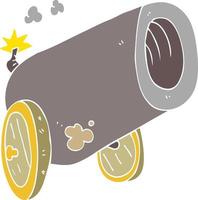 piatto colore illustrazione di un' cartone animato grande cannone vettore