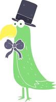 piatto colore illustrazione di un' cartone animato elegante pappagallo vettore