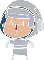 piatto colore stile cartone animato astronauta uomo vettore