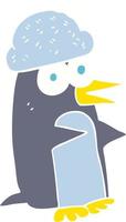 illustrazione a colori piatta di un pinguino cartone animato vettore
