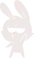 simpatico coniglio cartone animato stile colore piatto vettore