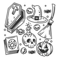 contento Halloween elementi icona collezione vettore