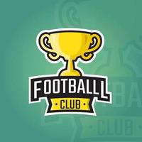 campione calcio gli sport lega logo distintivo con trofeo vettore
