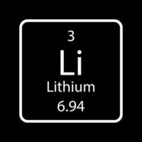 simbolo del litio. elemento chimico della tavola periodica. illustrazione vettoriale. vettore