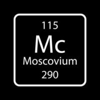 simbolo del moscovio. elemento chimico della tavola periodica. illustrazione vettoriale. vettore