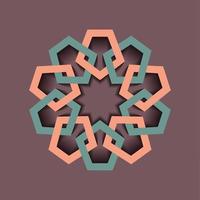 Vintage ▾ geometrico emblema modello design con sovrapposizione elementi. islamico motivo. geometrico modello mandala nel Arabo stile, colorato logo isolato su un' retrò sfondo. vettore illustrazione
