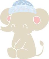 piatto colore stile cartone animato carino elefante vettore