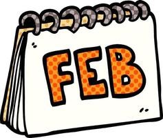 cartone animato scarabocchio calendario mostrando mese di febbraio vettore