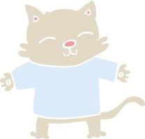 gatto felice del fumetto di stile di colore piatto vettore