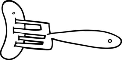 linea disegno cartone animato banger su forchetta vettore