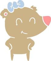 cartone animato in stile piatto di colore dell'orso femminile vettore