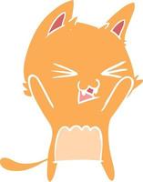 sibilo del gatto del fumetto di stile di colore piatto vettore