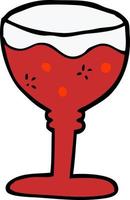 bicchiere di vino rosso di doodle del fumetto vettore