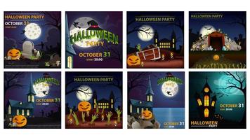 set di poster quadrati festa di Halloween vettore