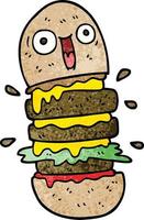 cartone animato scarabocchio hamburger vettore