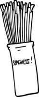 linea disegno cartone animato vaso di spaghetti vettore