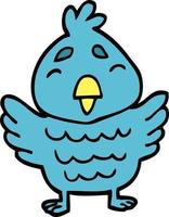 cartone animato scarabocchio blu uccello vettore