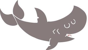 squalo cartone animato in stile piatto a colori vettore