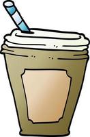 tazza di caffè di doodle del fumetto con la paglia vettore