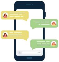 in linea cliente sostegno. smartphone schermo con hotline operatore nel cuffia porzione clienti vettore illustrazione. persona chat con assistente. concetto di in linea supporto o assistenza, chiamata centro.