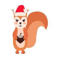 scoiattolo emoji Santa cappello impostato vettore