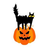 un' di strega gatto su un' zucca. Halloween vettore illustrazione