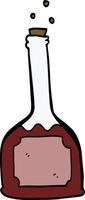 cartone animato scarabocchio bottiglia di rosso vino vettore