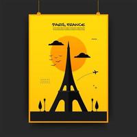 poster di viaggio Francia in giallo e nero vettore