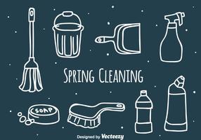 Vettore disegnato a mano di pulizie di primavera