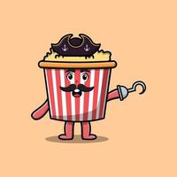 carino cartone animato portafortuna personaggio Popcorn pirata vettore