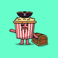 carino cartone animato portafortuna personaggio Popcorn pirata vettore