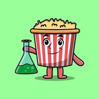 carino cartone animato portafortuna personaggio Popcorn come scienziato