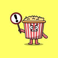 carino cartone animato Popcorn con esclamazione cartello tavola vettore