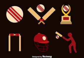 Icone piane di elemento di cricket vettore