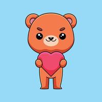 carino orso Tenere amore focolare cartone animato scarabocchio arte mano disegnato concetto vettore kawaii icona illustrazione