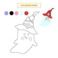 colorazione pagina per bambini con carino Halloween fantasma. vettore