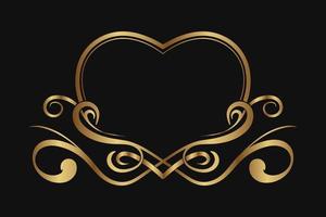 Vintage ▾ confine logo, cuore forma, oro ornamento vettore