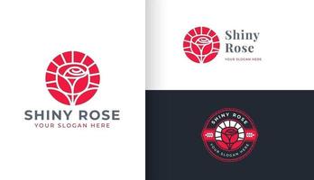 rosso rosa fiore logo design nel bianca e nero sfondo vettore