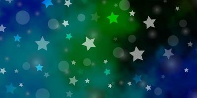 sfondo vettoriale azzurro, verde con cerchi, stelle.