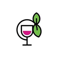bicchiere vino foglia natura moderno logo vettore