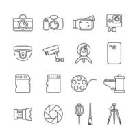 icone per la fotografia, attività di registrazione video vettore