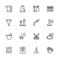 icona linea set di apparecchiature di ricerca chimica vettore