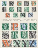 Vintage ▾ carattere tipografico. per etichette e diverso genere disegni. a partire dal Tedesco genere fonderia genzsch e ehi fondato nel 1833 vettore