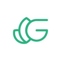 lettera g foglia linea ecologia moderno logo vettore
