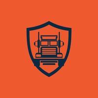camion scudo mezzi di trasporto semplice logo vettore