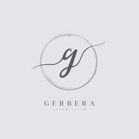 elegante iniziale lettera genere g logo con spazzolato cerchio vettore
